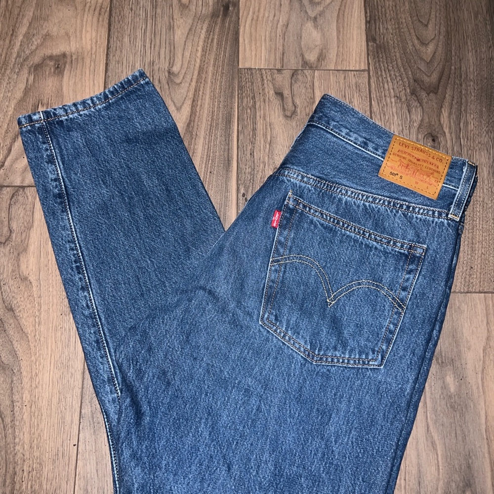 Levi's Premium 501 S Blue Jeans Ripped Medium Wash Distressed